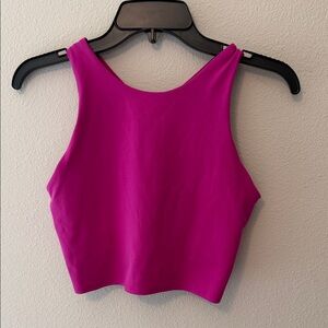 Women's Fuchsia Cropped athletic Tank Top with built-in bra